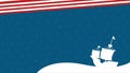Animated Columbus Day Background, with United Stated Flag Color and Silhouette of Cruiser Ship.