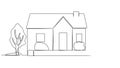 animated continuous single line drawing of small single-familiy home