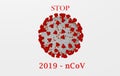 Animated coronavirus model Covid 19, textual warning coronavirus, 3D rendering