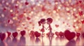 Animated couple surrounded by hearts and bokeh lights, symbolizing a whimsical Valentine's celebration