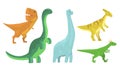 Animated Dinosaurus Of Different Types Vector Illustration Set Cartoon Character