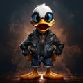 Animated Duck With Glasses And Leather Jacket - Zbrush Style