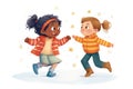 animated duo of children, competing for snowflakes