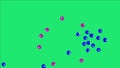 Animated effects of colorful liquid balls falling and gushing