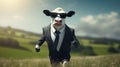 Animated Energy Whimsical Animals In A Suit Cow Photo