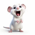 Animated Exuberance: A Cute White Mouse With A Big Mouth Royalty Free Stock Photo