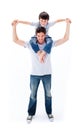 Animated father giving his son piggyback ride Royalty Free Stock Photo