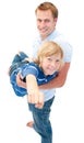 Animated father giving his son piggyback ride Royalty Free Stock Photo