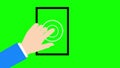 Animated flat cartoon style hand showing touch gesture on device in green screen with alpha channel included. 4k