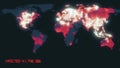 Animated global map showing confirmed covid-19 coronavirus cases spreading from infected Hubei province in China over