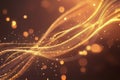 animated glowing curves in gold continuously evolving in fluid motion, with gentle ripples of light