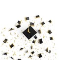 Animated Graduation Celebration with Diploma Hats and Gold Confetti on a Minimalist Beige Background AI Generated