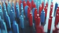 An animated graph displaying the shift in voter demographics over time predicting the potential outcome of the upcoming