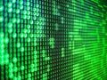 Animated Green Pixel Numbers on Dark Background Dynamic Display of Evolving Digit Sequences for Creative Visuals and