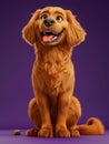 Animated Happy Golden Retriever Dog with Wagging Tail and Big Smile on Purple Background Royalty Free Stock Photo