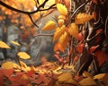 an animated image of leaves on the ground in the forest