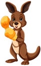 A kangaroo with boxing gloves ready to fight