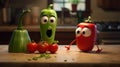 Animated Kitchen Scene: Pepper Friends Talking In Pixar Style
