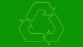 Animated linear yellow ecology icon is drawn. Line symbol of recycle. Concept of green technology, recycling, reuse,