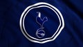 Animated logo of England football club Tottenham Hotspur. Motion. Silhouette of the fighting cock standing on a ball on