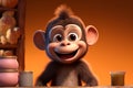 Animated mischief A little monkey comes to life in a cartoon