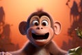 Animated mischief A little monkey comes to life in a cartoon