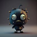 an animated monster with eyes and horns