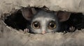 Animated Mouse Peeking Out: Detailed Character Illustration In Marco Mazzoni Style