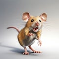 Animated Mouse Running In Hyperrealistic Digital Airbrush Style