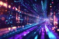 Animated neon blocks illustrating data flow, business analytics, and stock. This is an abstract, futuristic design