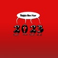 Animated numerals of 2023 year congratulating with new year