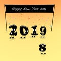 Animated numerals of 2019 year congratulating with new year.