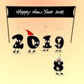 Animated numerals of 2019 year congratulating with new year