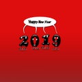 Animated numerals of 2019 year congratulating with new year.