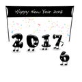 Animated numerals of 2017 year congratulating with new year.