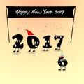 Animated numerals of 2017 year congratulating with new year.