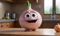 Animated Onion Character on Counter