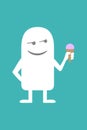 Animated personality man with ice cream;