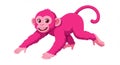 Animated pink monkey in a playful stance, with a cheerful expression. Its fur is vibran Royalty Free Stock Photo