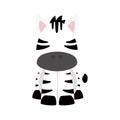 Hand Drawn Cute Zebra Sitting Wild Animal in Animated Cartoon PNG Illustration