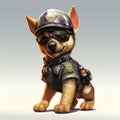 Animated Police Dog With Sunglasses: Cute Cartoonish Design By Dmitri Danish