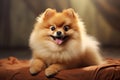 Animated Pomeranian dog cooling off. Generate ai Royalty Free Stock Photo