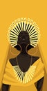 Animated portrait of a beautiful African woman in modern clothes and jewelry. Princess, pagan goddess, priestess. Color