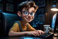 animated portrait of a webmaster sitting near a computer monitor with big round eyes.