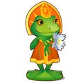 Animated Princess frog in clothes isolated on white background. The character of Russian folk tales. Vector cartoon Royalty Free Stock Photo