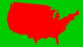 Animated red USA map. United states of america.