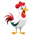 Animated rooster crowing with beak open, cartoon design Royalty Free Stock Photo