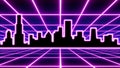 Animated 1980s City Skyline 8 Bit Graphic