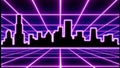 Animated 1980s City Skyline 8 Bit Graphic VHS