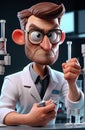 Animated scientist in laboratory setting analyzing samples with serious expression Royalty Free Stock Photo